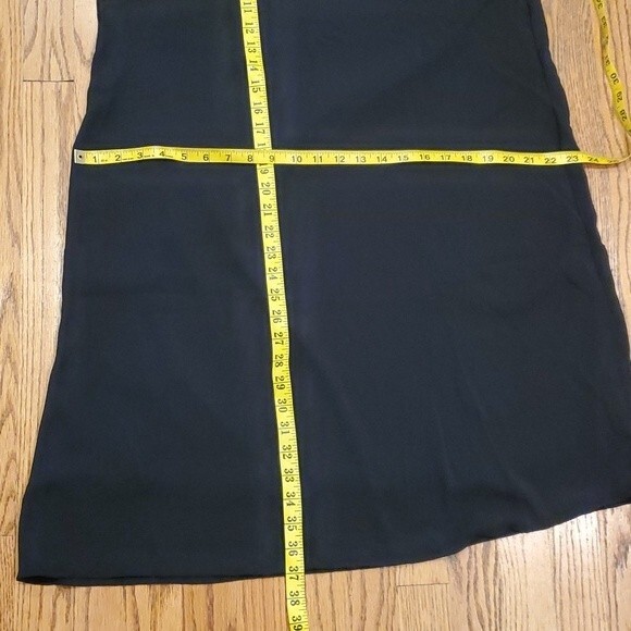 BLACK SHIFT DRESS WITH LACE BELL SLEEVES FLOWY A-LINE SIZE LARGE SWING TRAPEZE - Picture 10 of 10